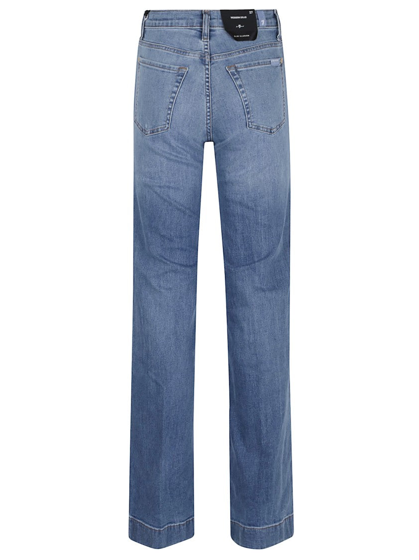 High-Waisted Wide-Flared Jeans With Subtle Whiskering