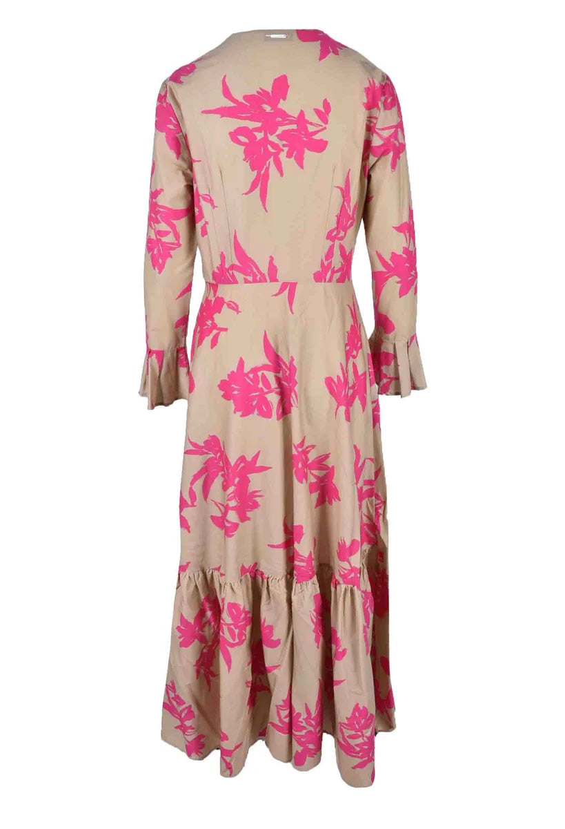 Women's Dress - Beige/Fuchsia