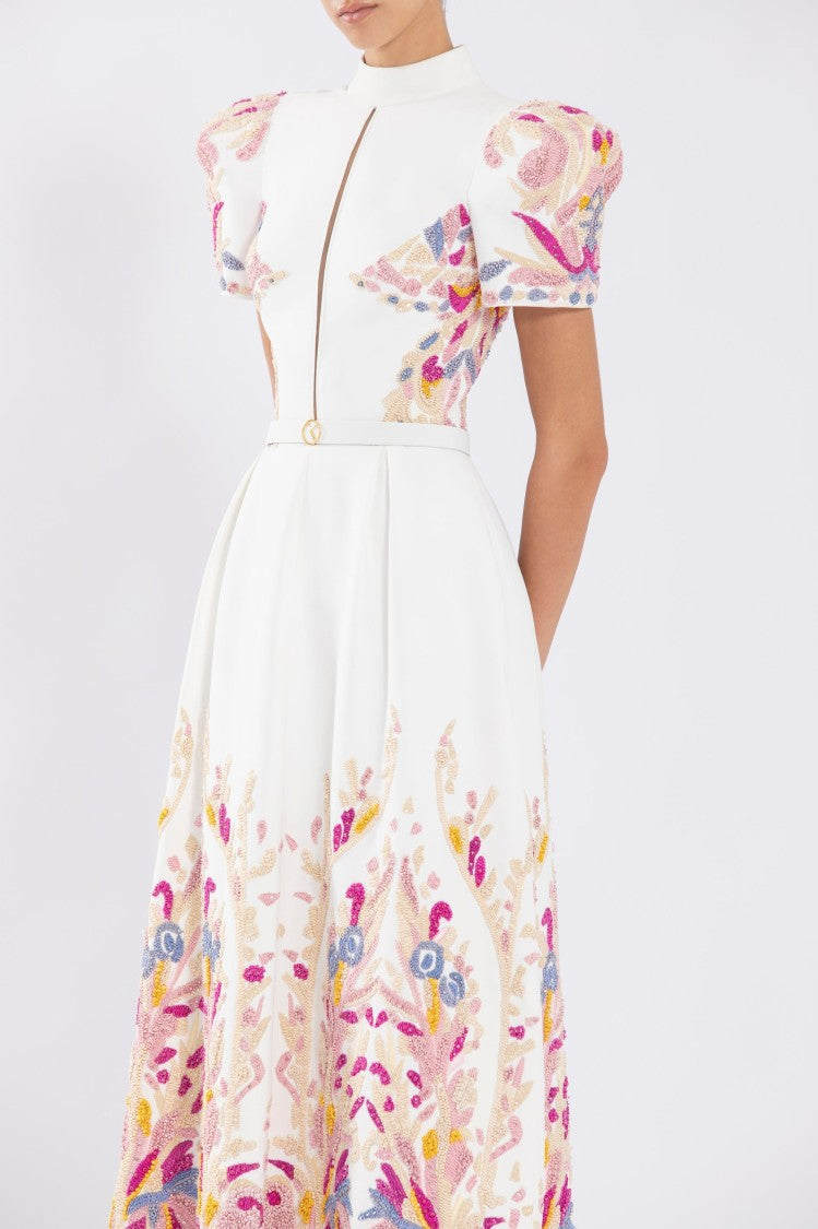 Crepe Dress With Abstract Beading
