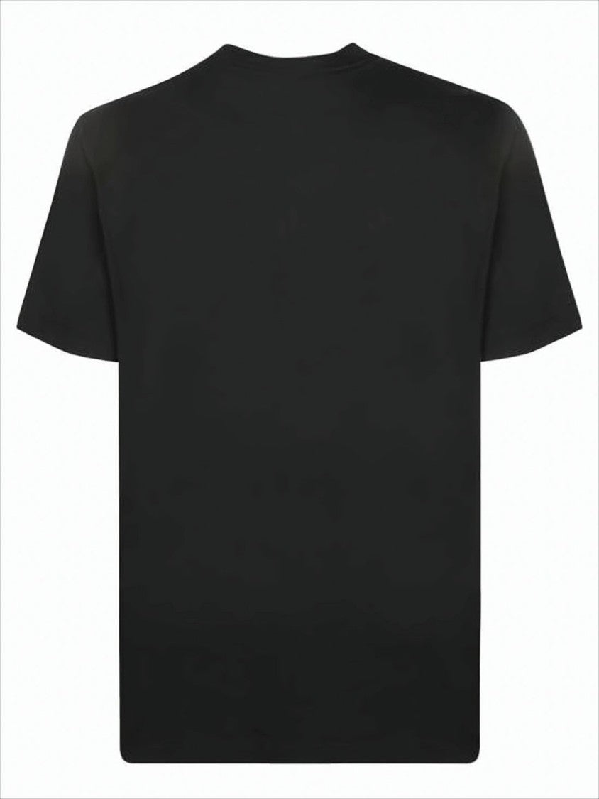 Regular-Fit Black Cotton T-Shirt with Embossed Logo