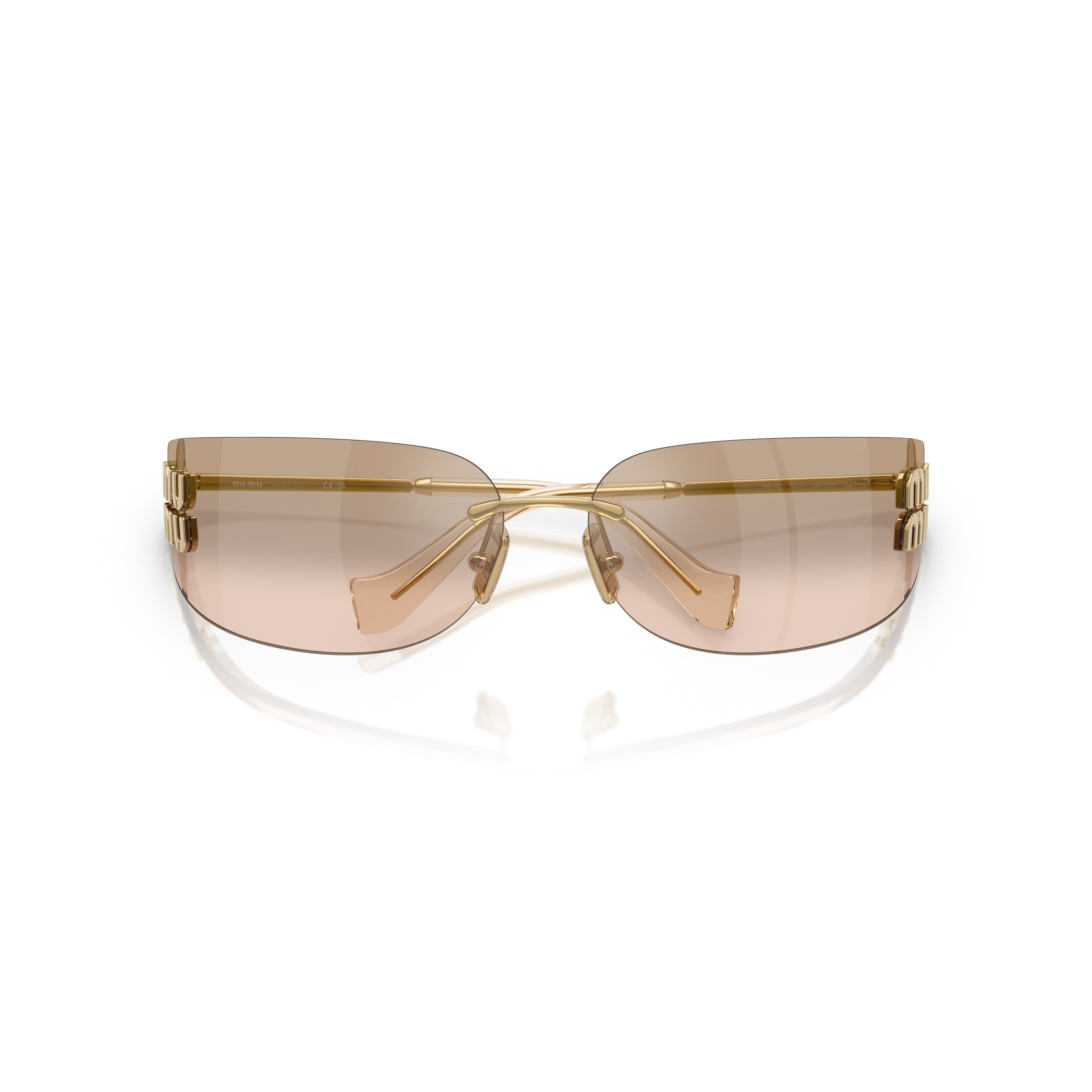 Rimless Sunglasses With Gradient Brown Lenses And Gold Logo