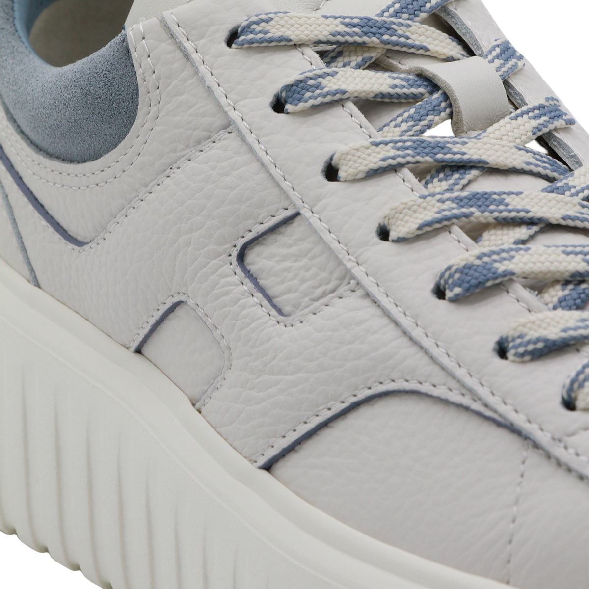 Platform Sneakers with Textured Leather Upper