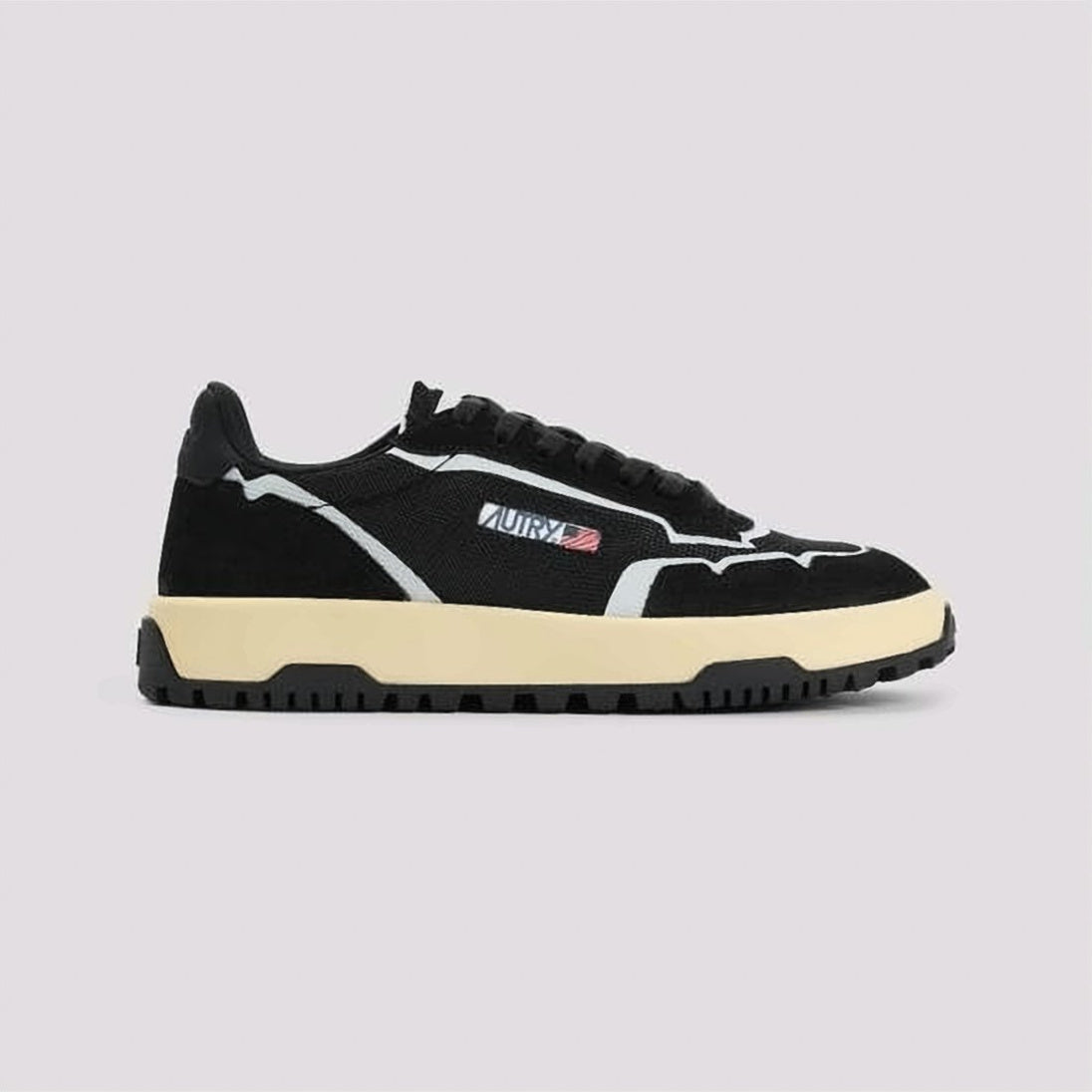 Black Mesh and Leather Sneakers