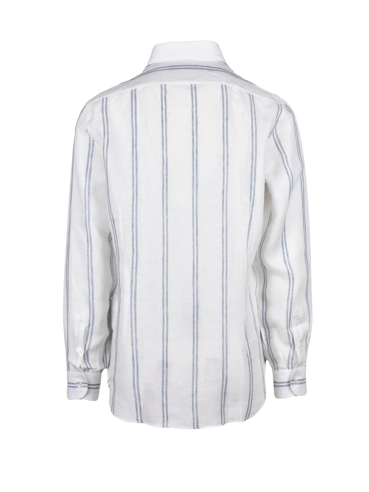 White Blue Linen Gauzed Shirt