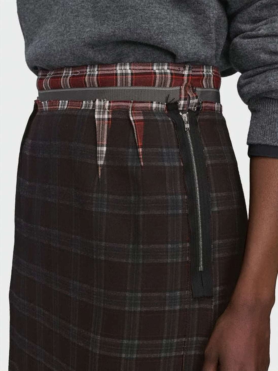 Plaid Midi Skirt with Gradient Effect