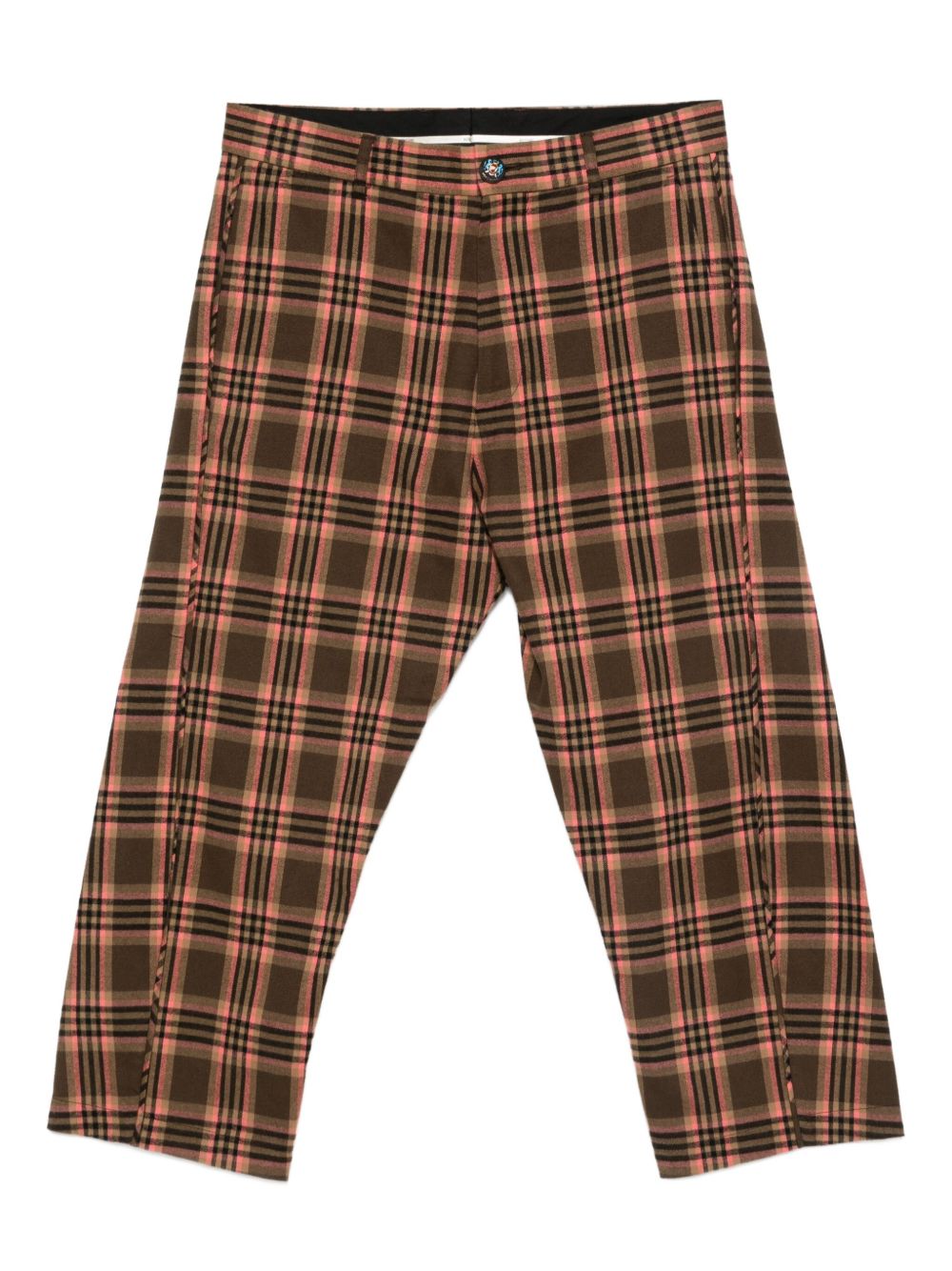 Cropped Brown Check Trousers