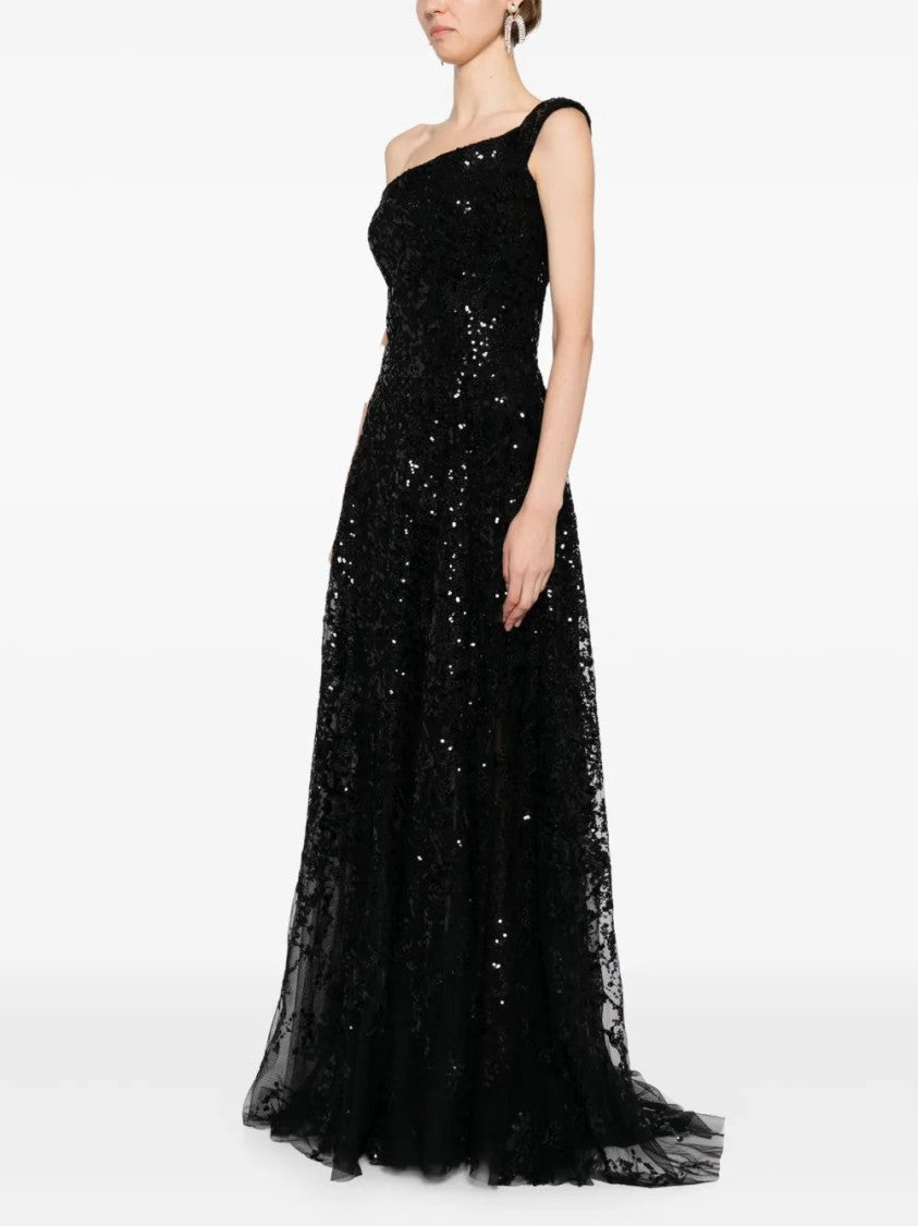 Off-Shoulder Long Embroidered Dress