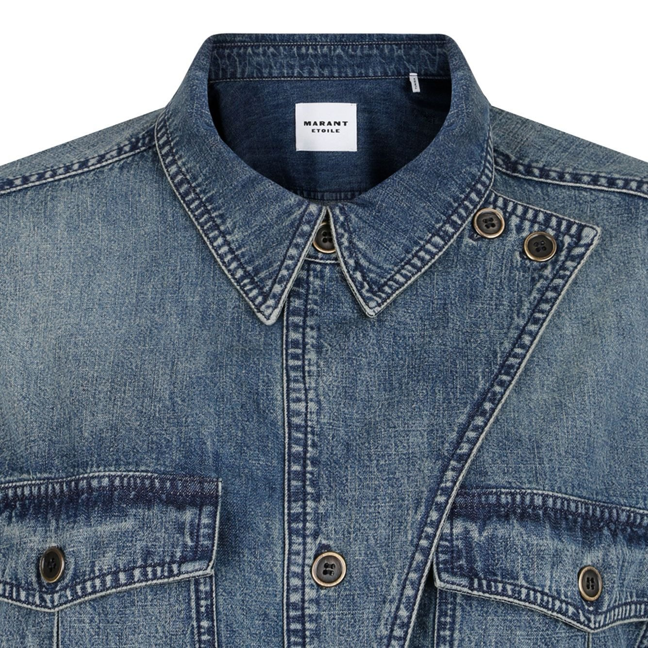 Denim Jumpsuit with Button-Up Front and Utility Pockets