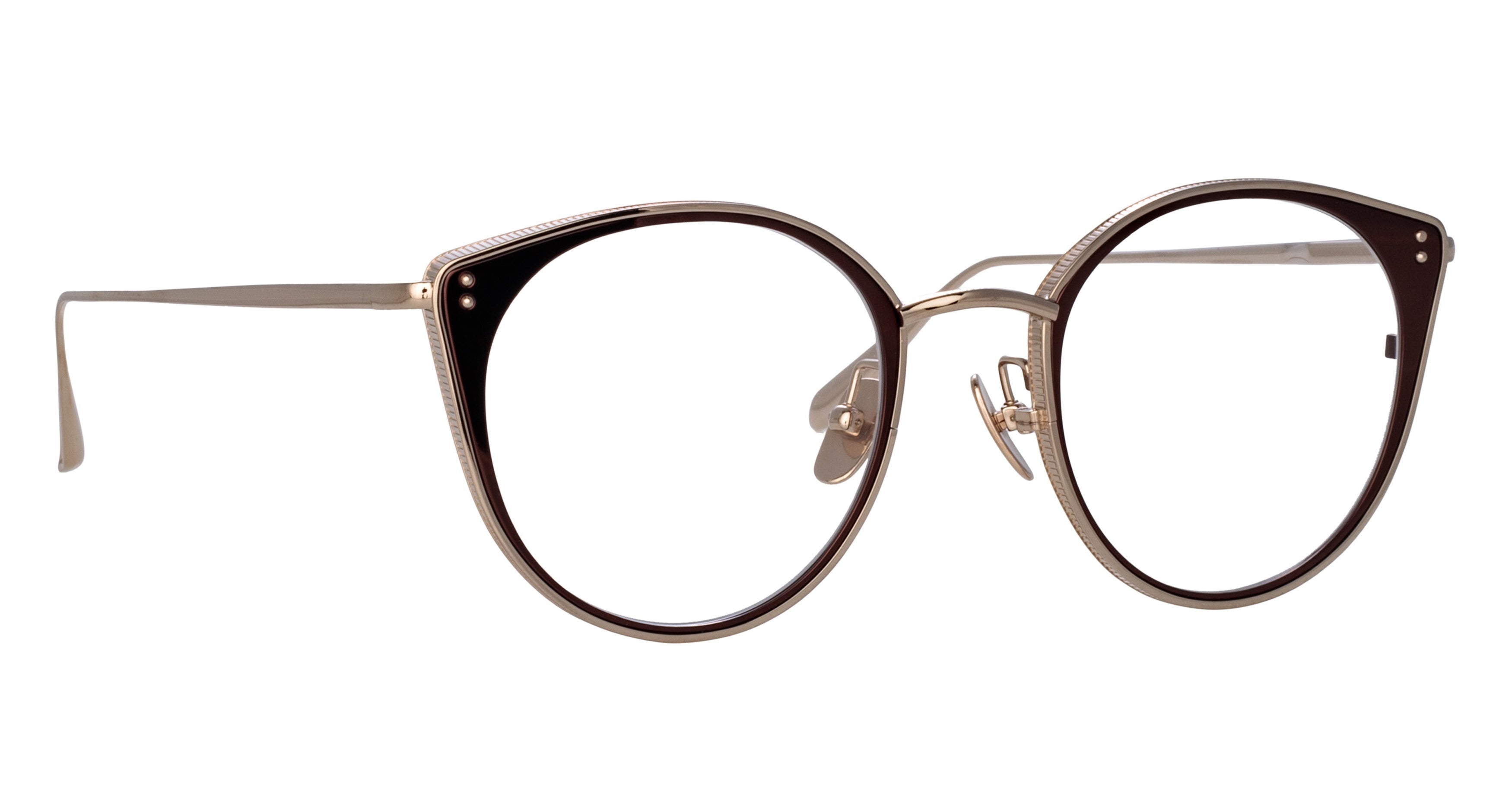 Lfl Rounded Titanium Eyeglasses with Cat-Eye Accents