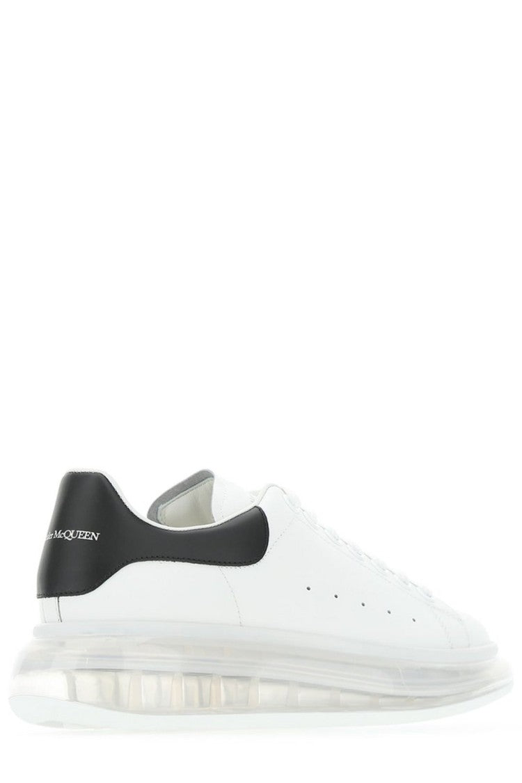 White Leather Sneakers With Transparent Sole
