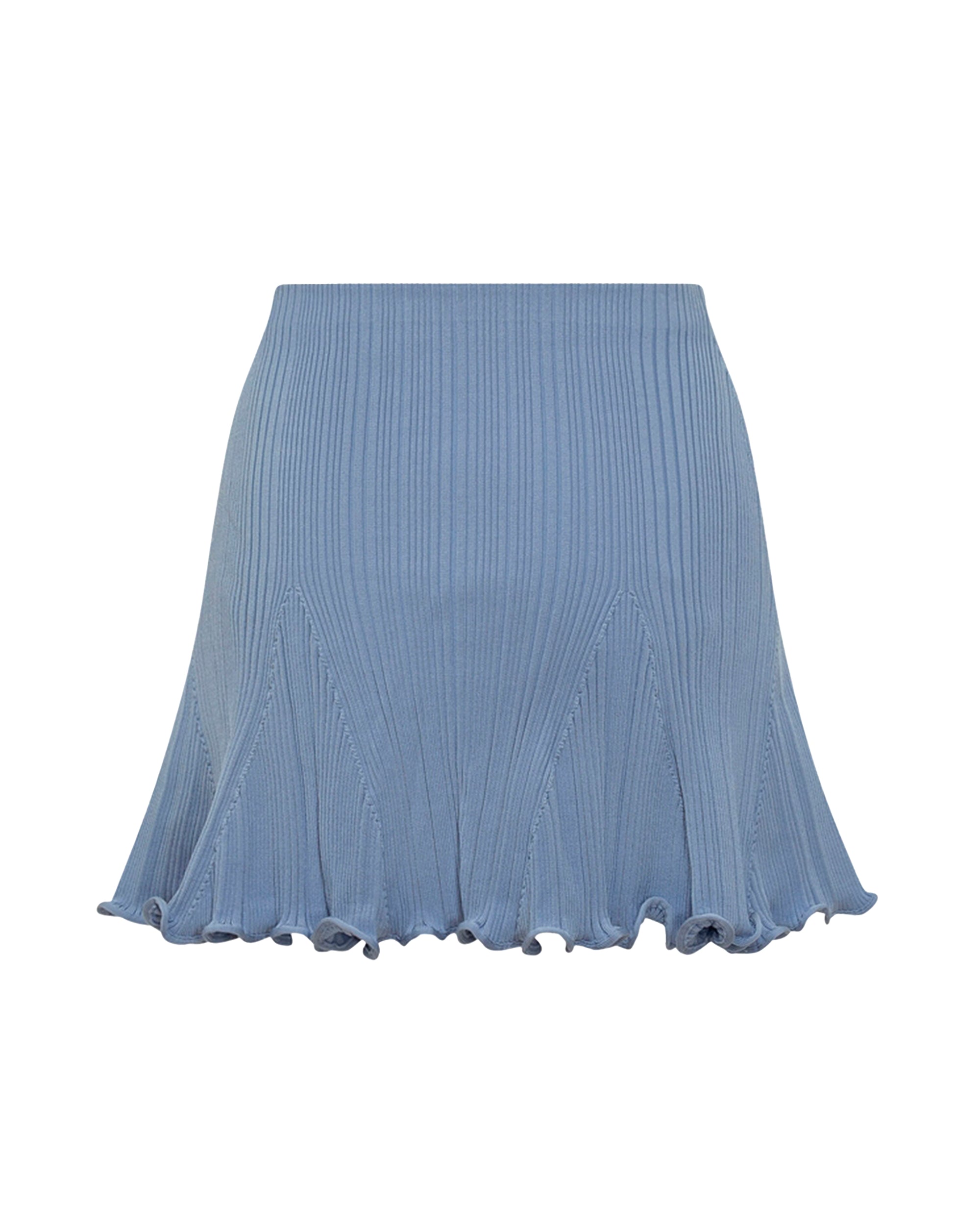 Ribbed Knit Mini Skirt with Pearl Embellishments