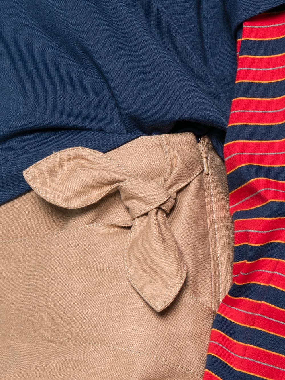 Beige Cotton Twill Bow Detail Skirt