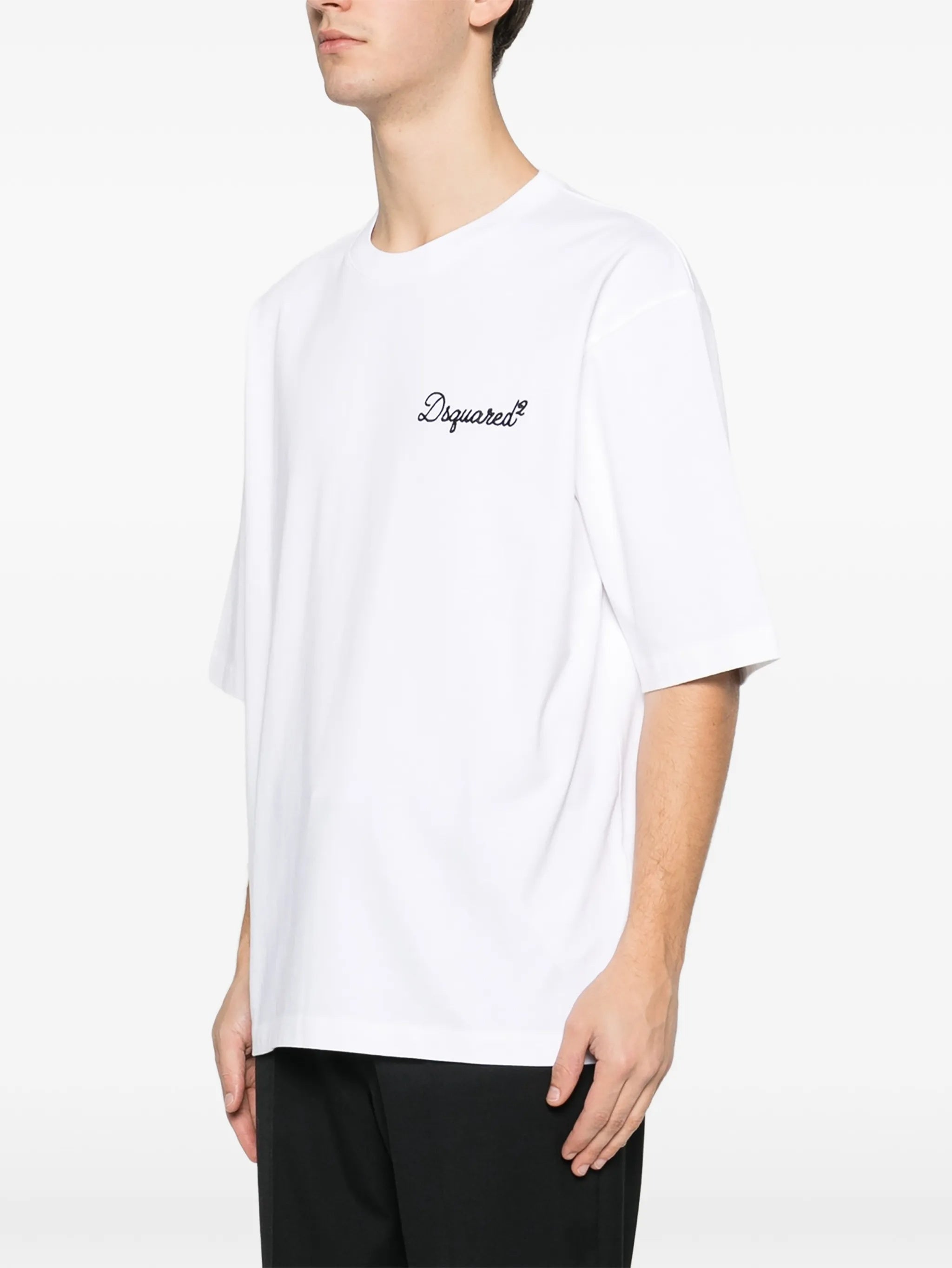 White Short-Sleeve Embroidered Logo T-Shirt