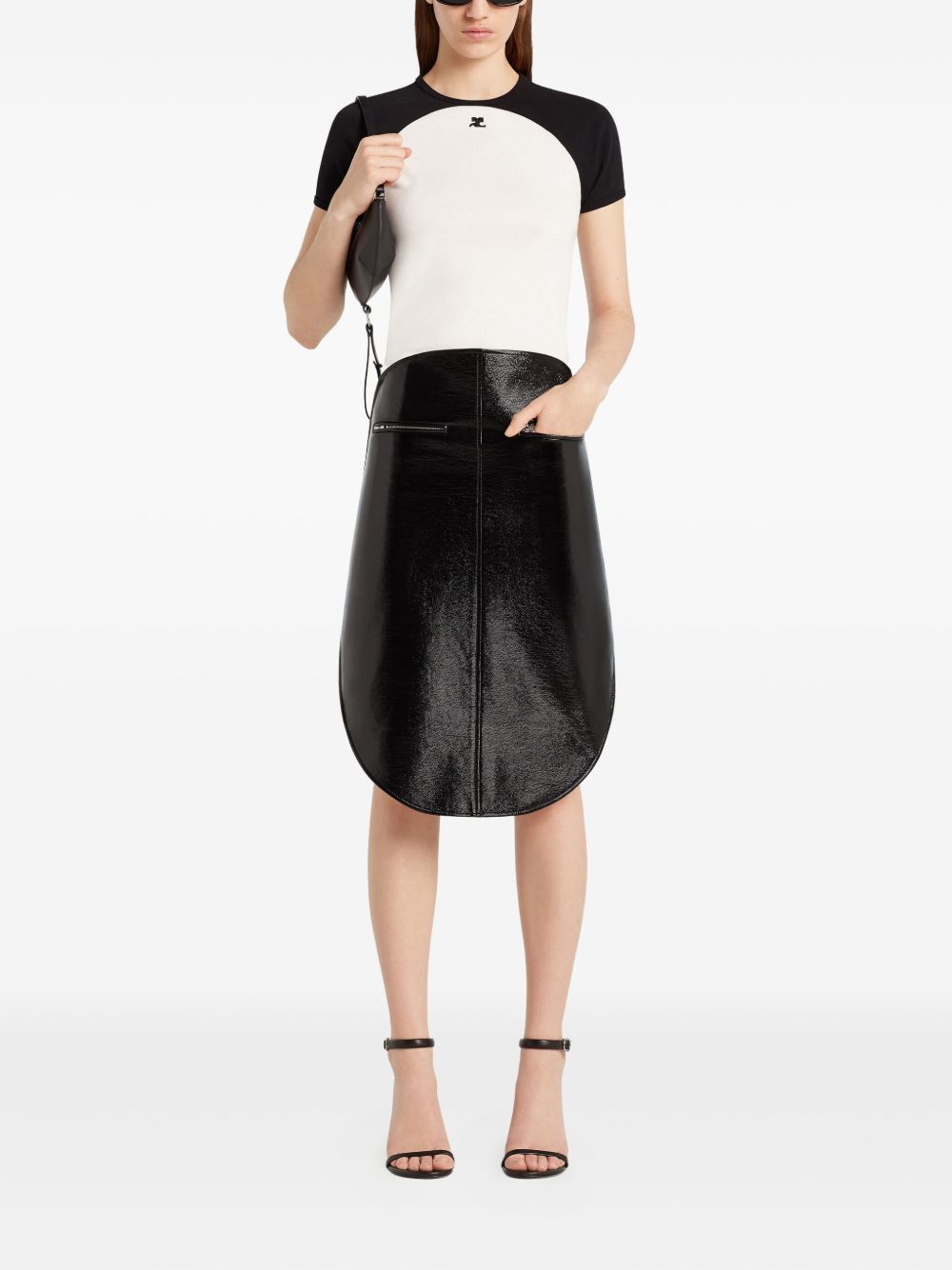 Contrast-Design Short-Sleeved Top with Logo Detail