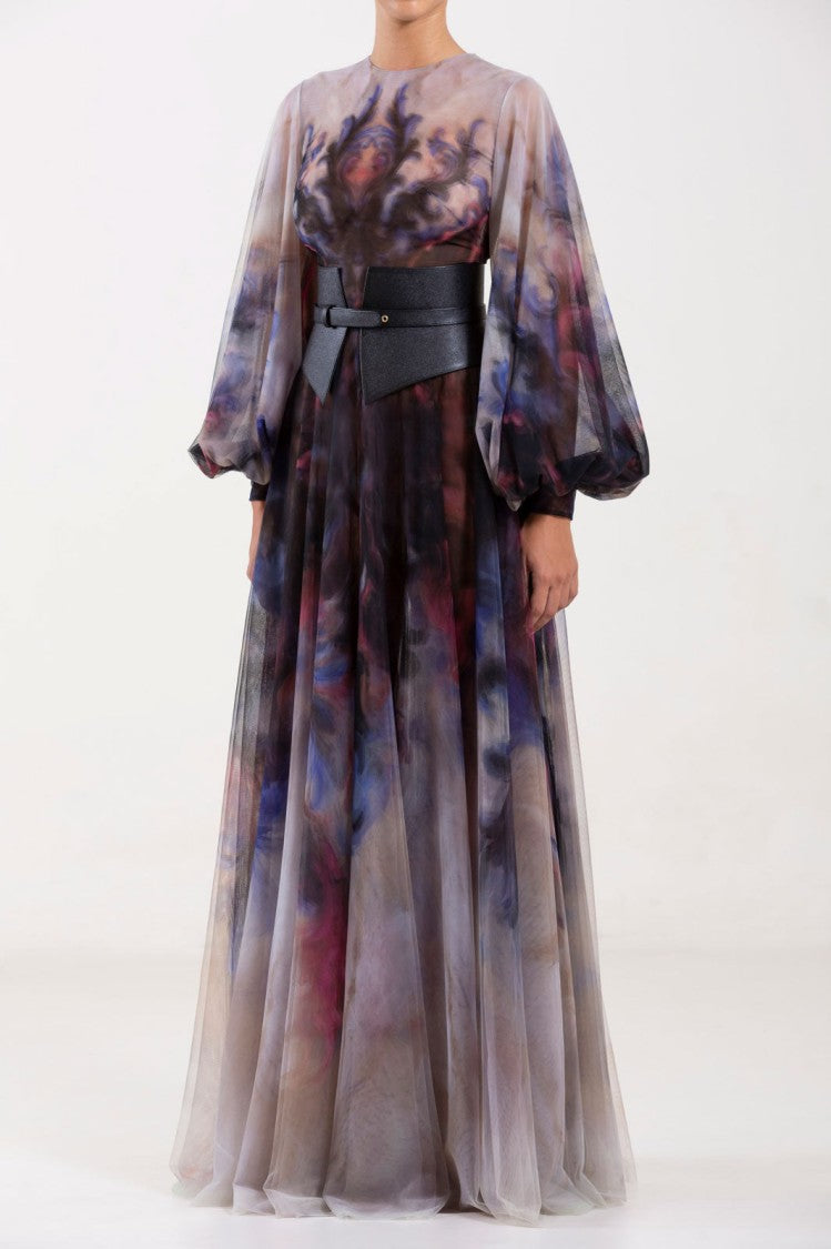 Chromatic Printed Tulle Dress