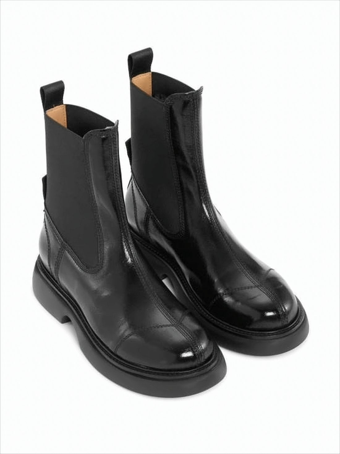 Glossy Black Ankle Boots