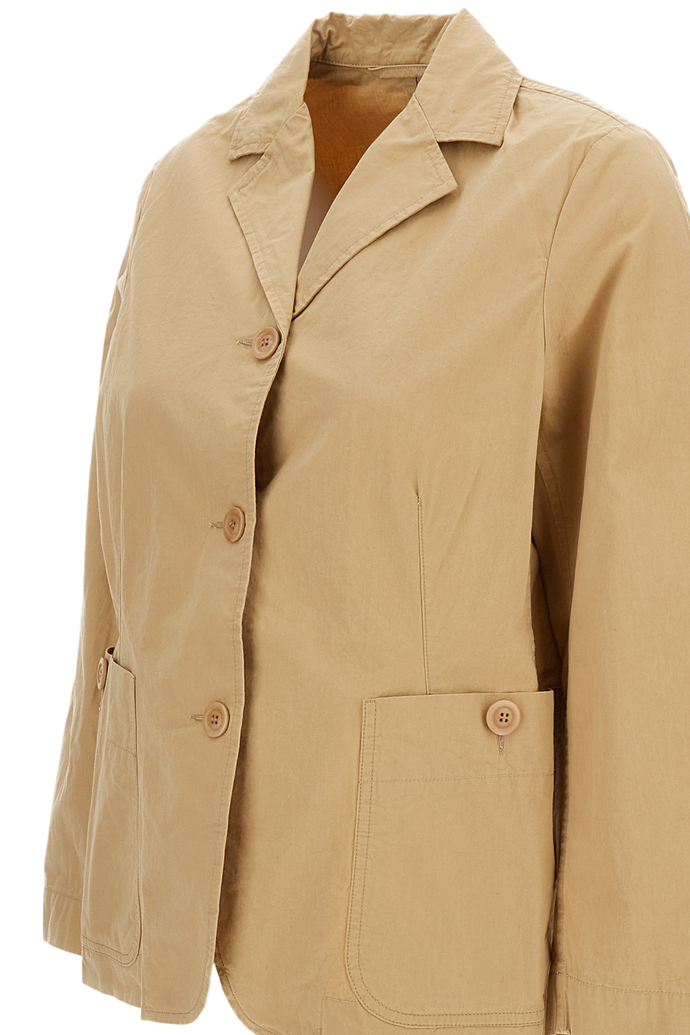 Beige Single-Breasted Cotton Jacket