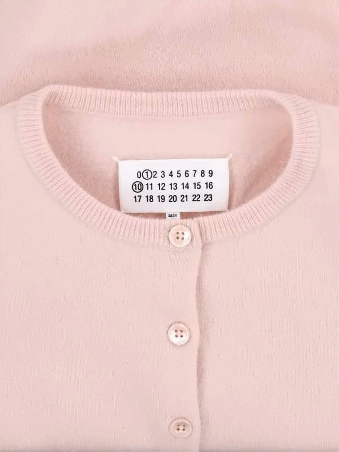 Pastel Pink Wool Cardigan with Ribbed Cuffs