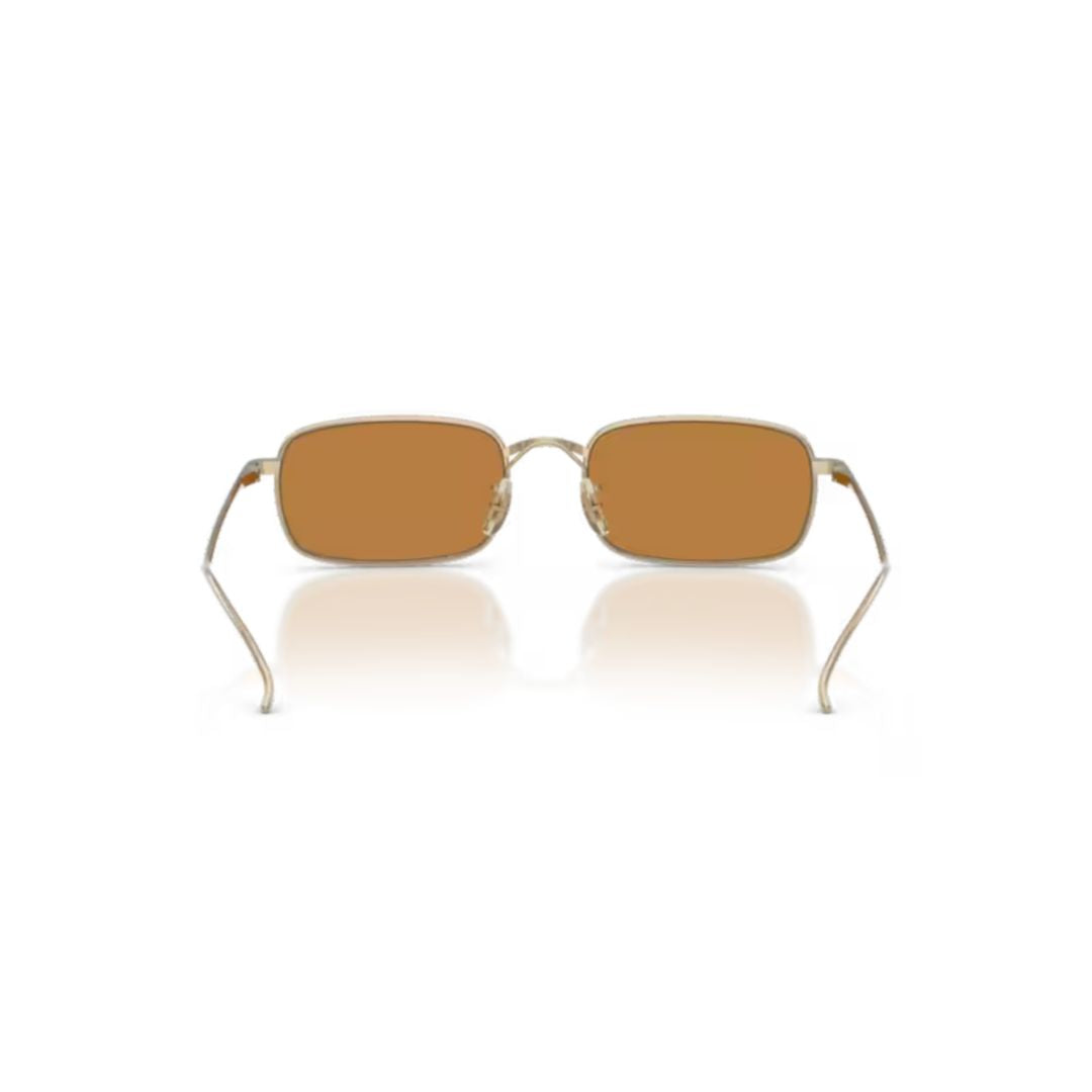 0ov1364st Rectangular Titanium Sunglasses with Warm Brown Lenses
