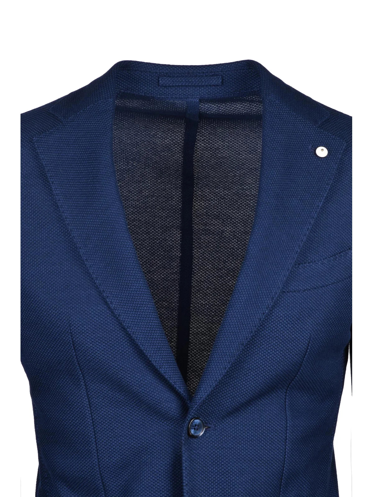 Blue Cotton Rounded Jacket