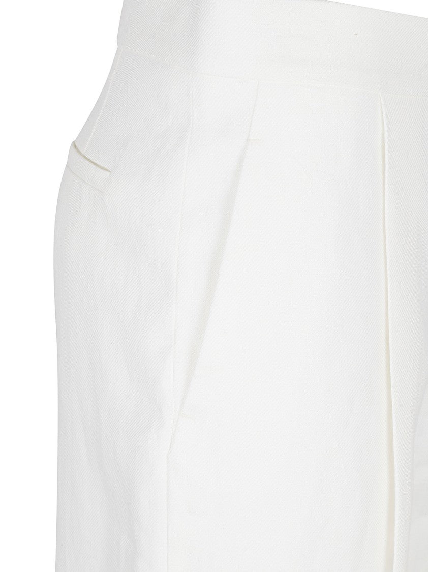 Relaxed Fit Straight Leg Linen Trousers