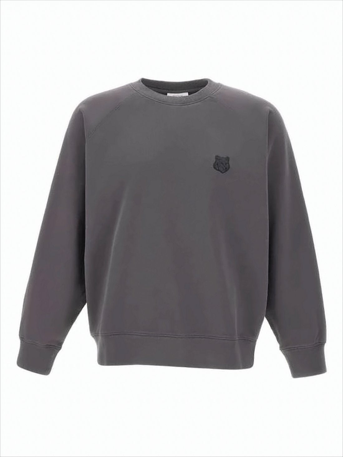 Oversized Grey Sweatshirt With Fox Head Emblem