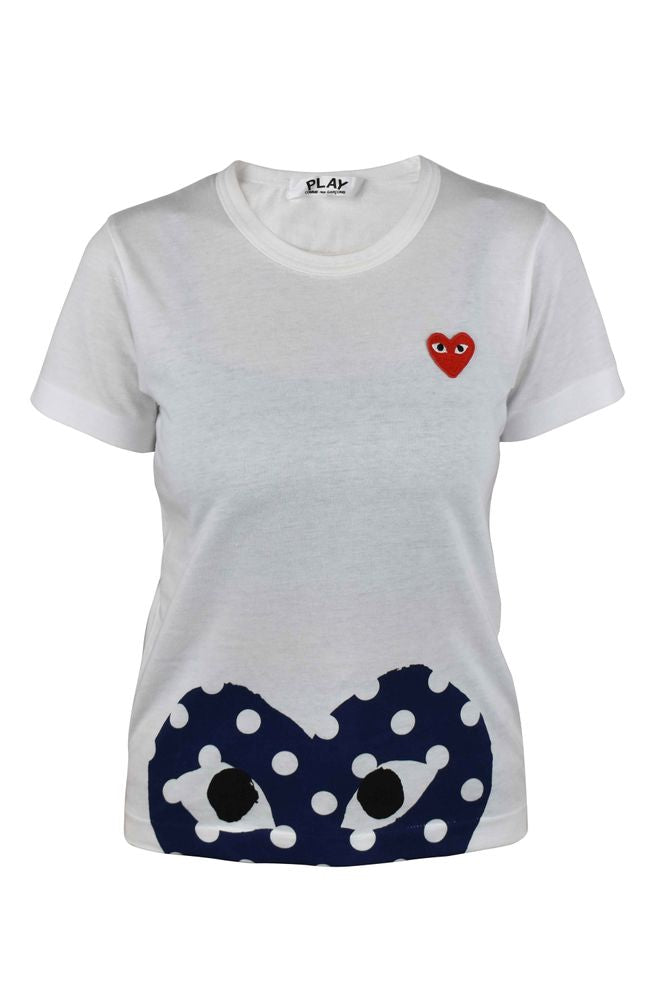 Cotton T-Shirt With Navy Heart Print