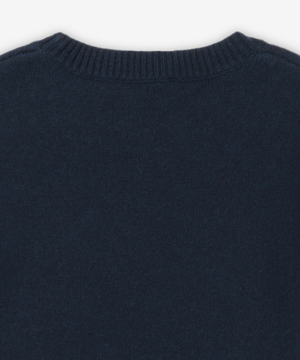 Short-Sleeved Knit Sweater with Abstract Letter Design