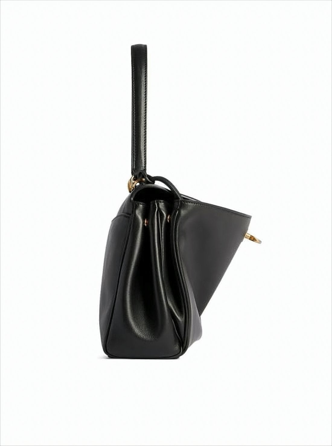 Rectangular Black Leather Shoulder Bag