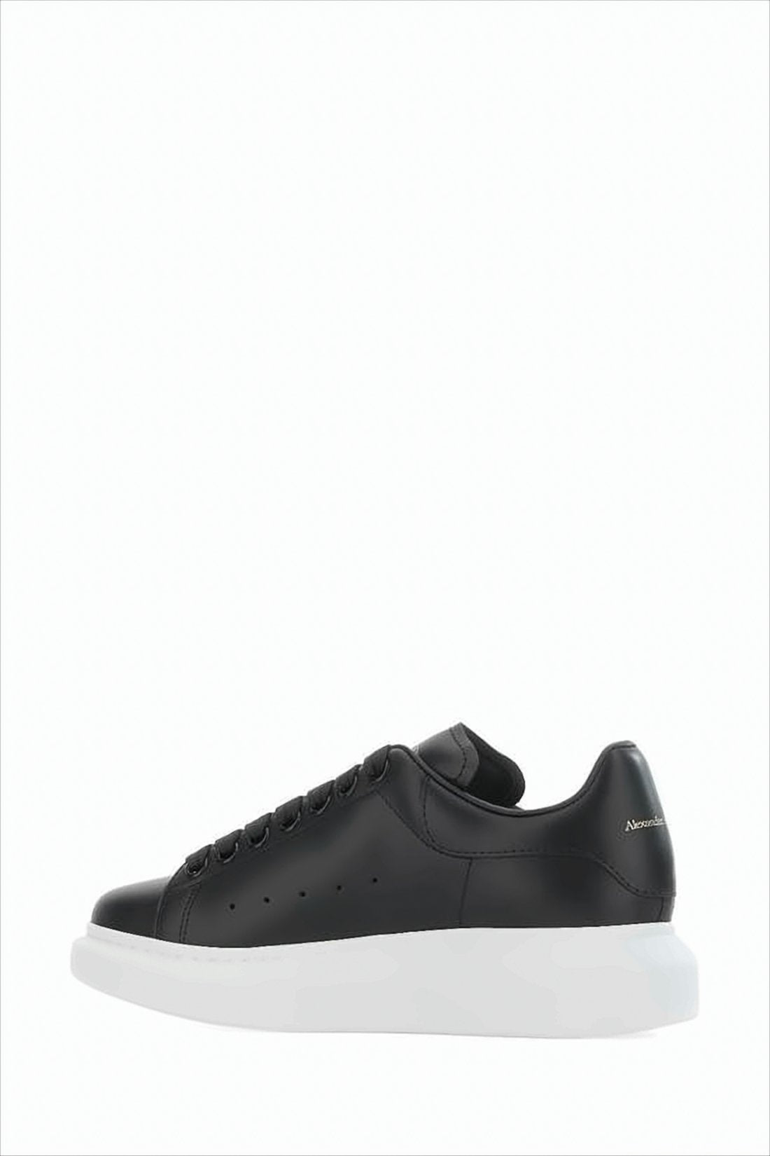 Oversized Black Leather Sneakers with Sole