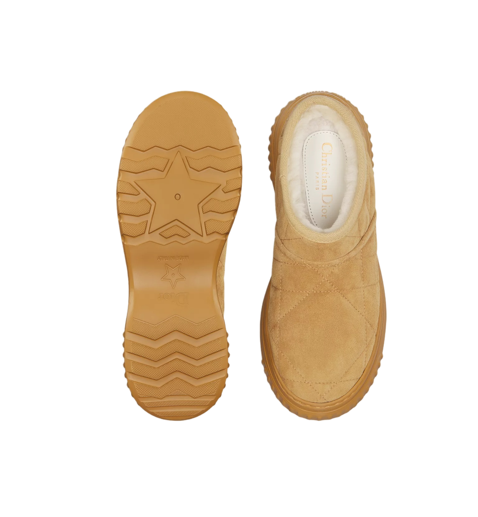 Brown Quilted Suede Shearling Slip-On Boots