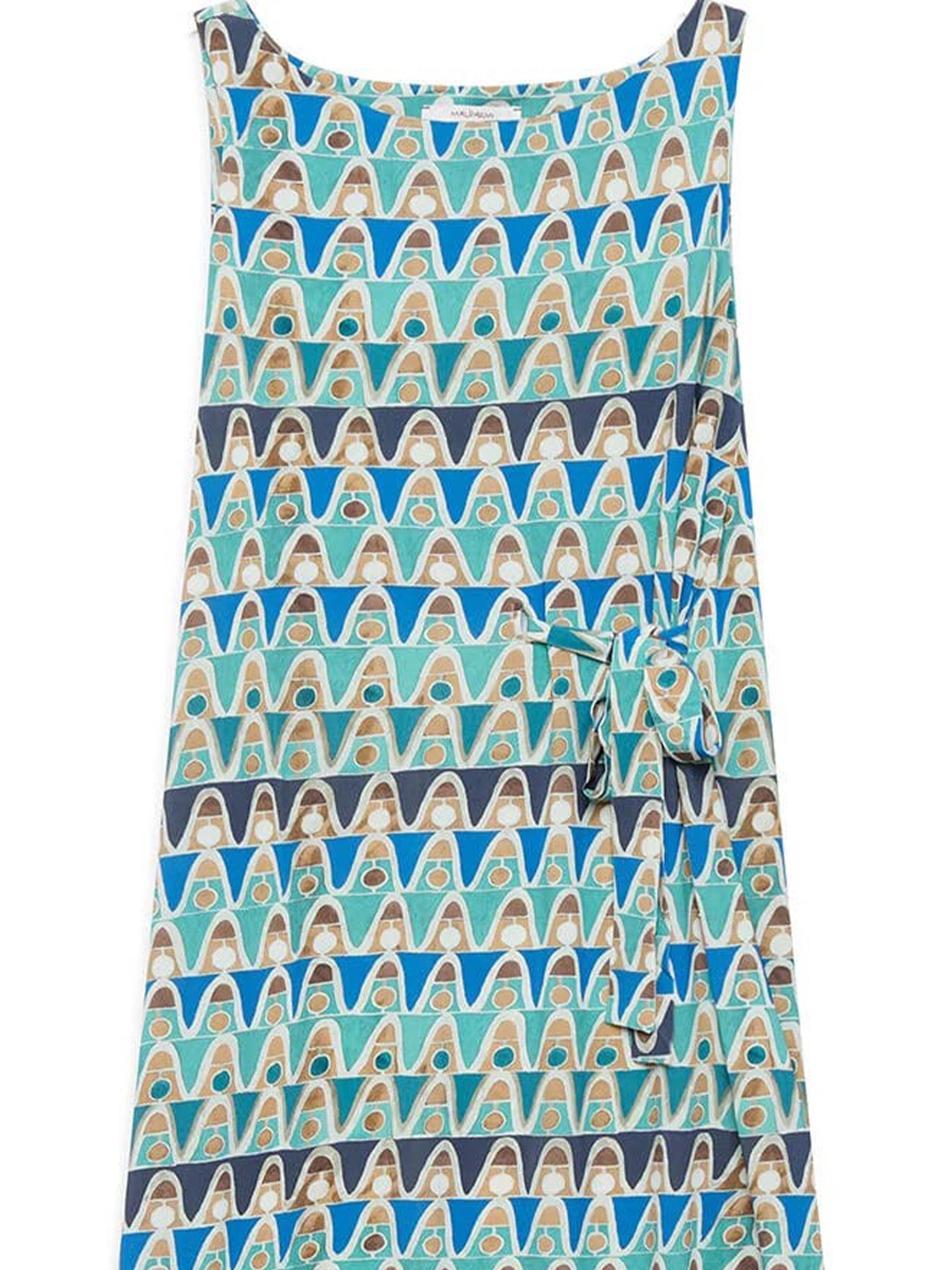 Blue Abito Sleeveless Midi Viscose Dress