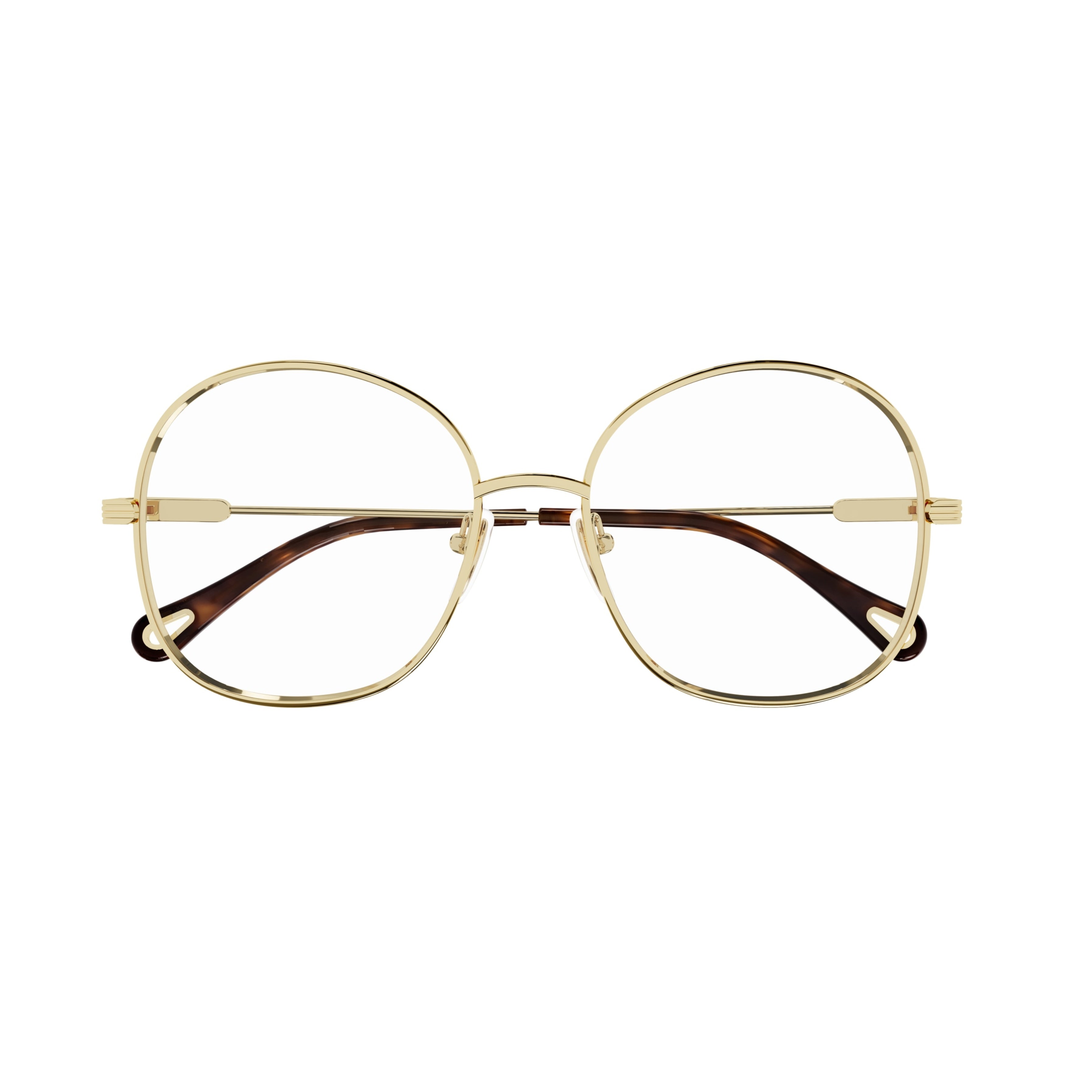 Ch0138o Polished Gold Round Metal Frame Eyeglasses