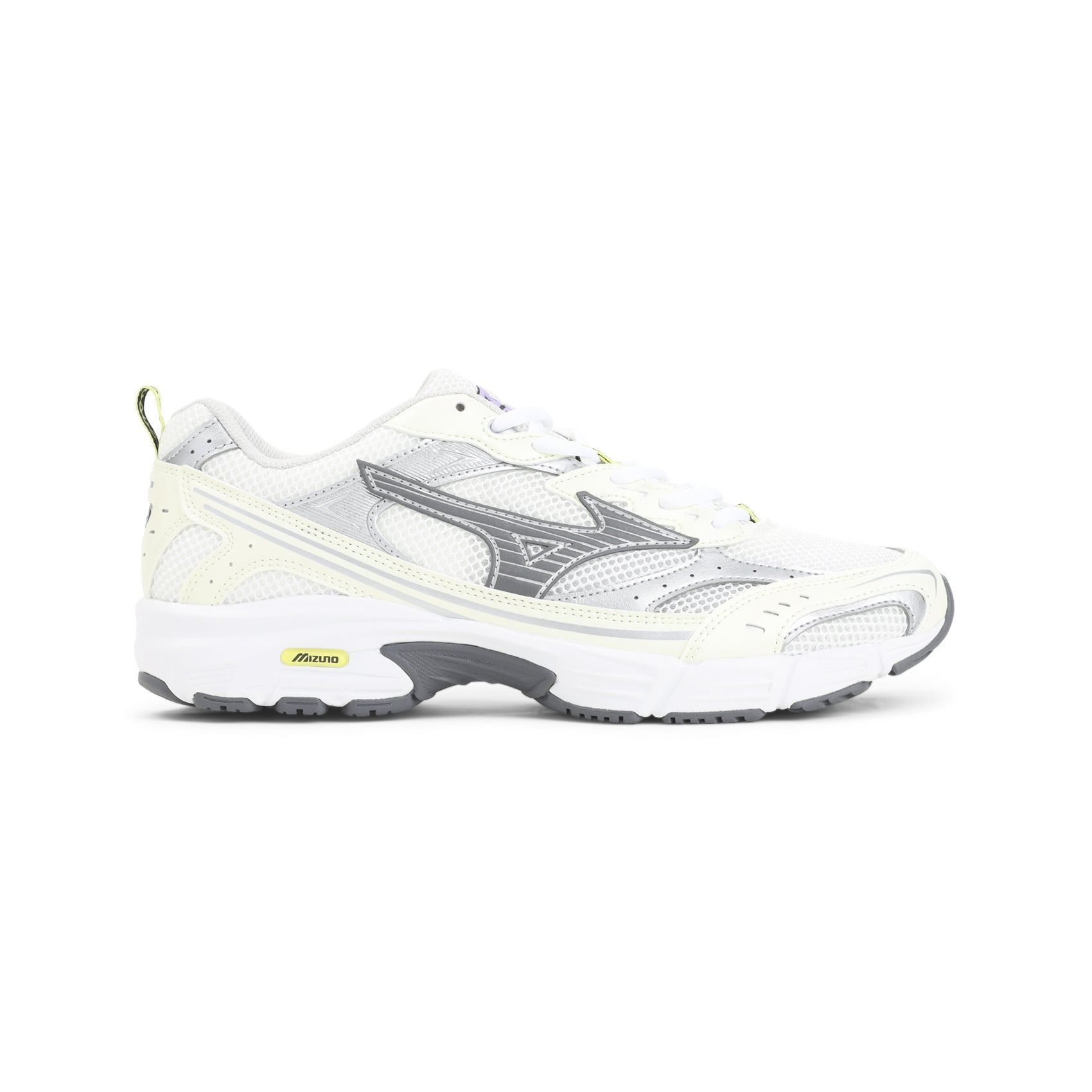 Sporty White Sneakers With Silver Accents And Cushioned Sole