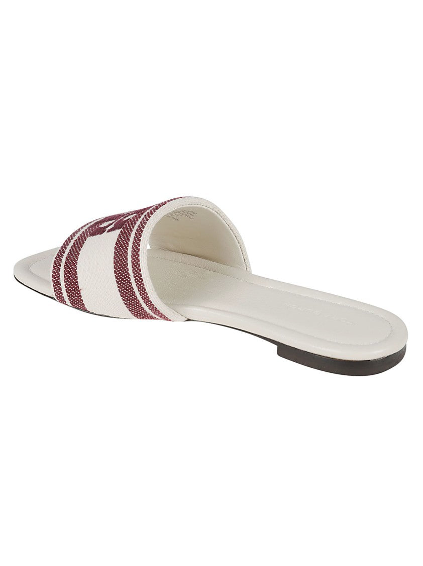 Open-Toe Sandals With Striped Logo Strap