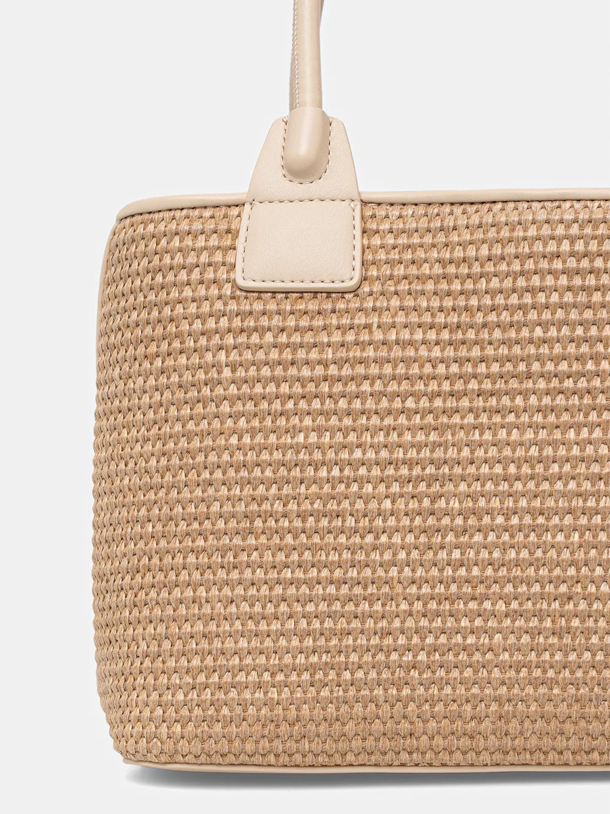 Parchment Rectangular Woven Handbag