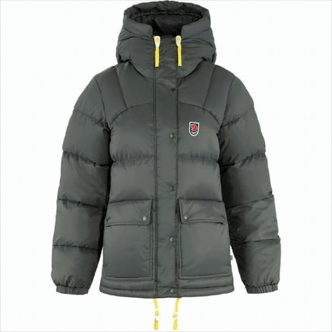 Quilted Grey Down Coat with Adjustable Hood