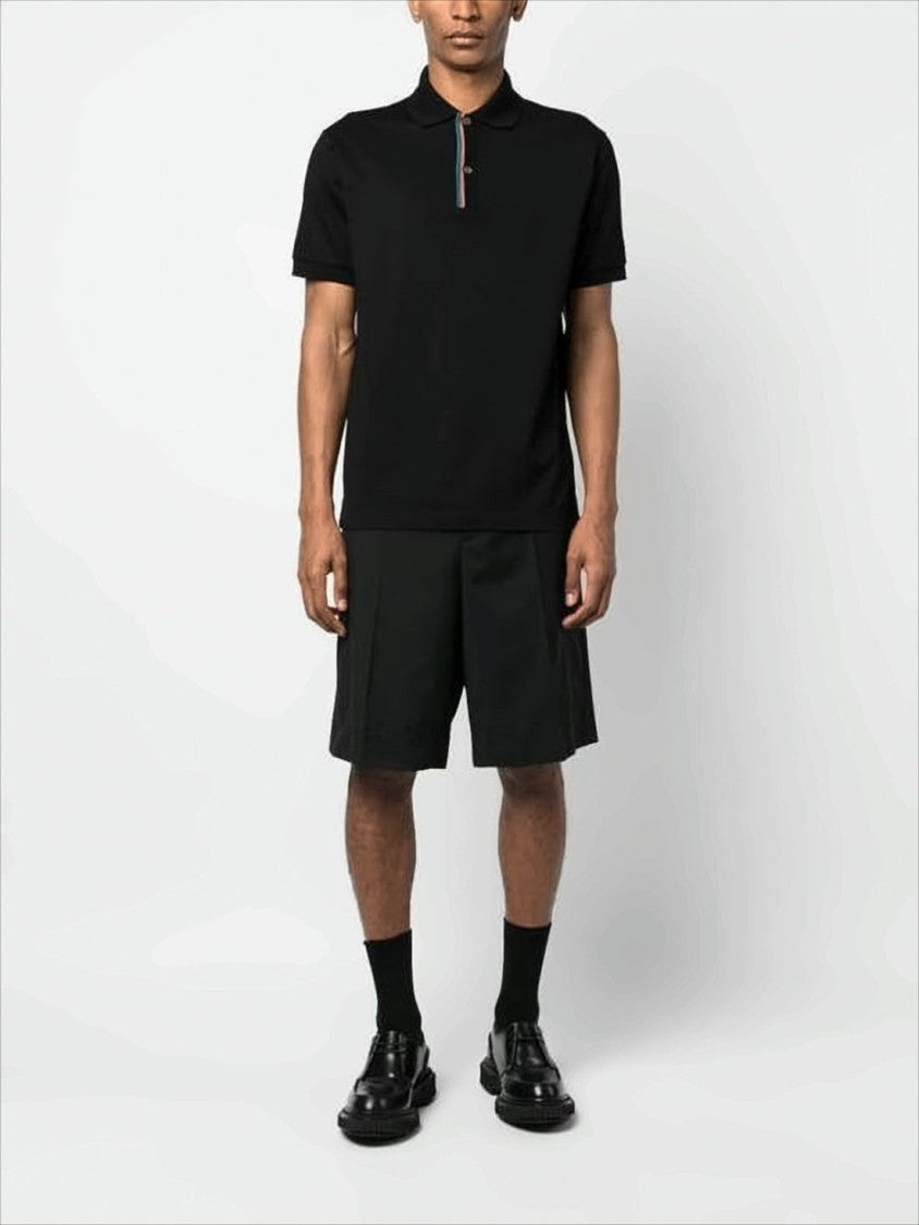 Short-Sleeve Polo Shirt with Multicolor Striped Detail