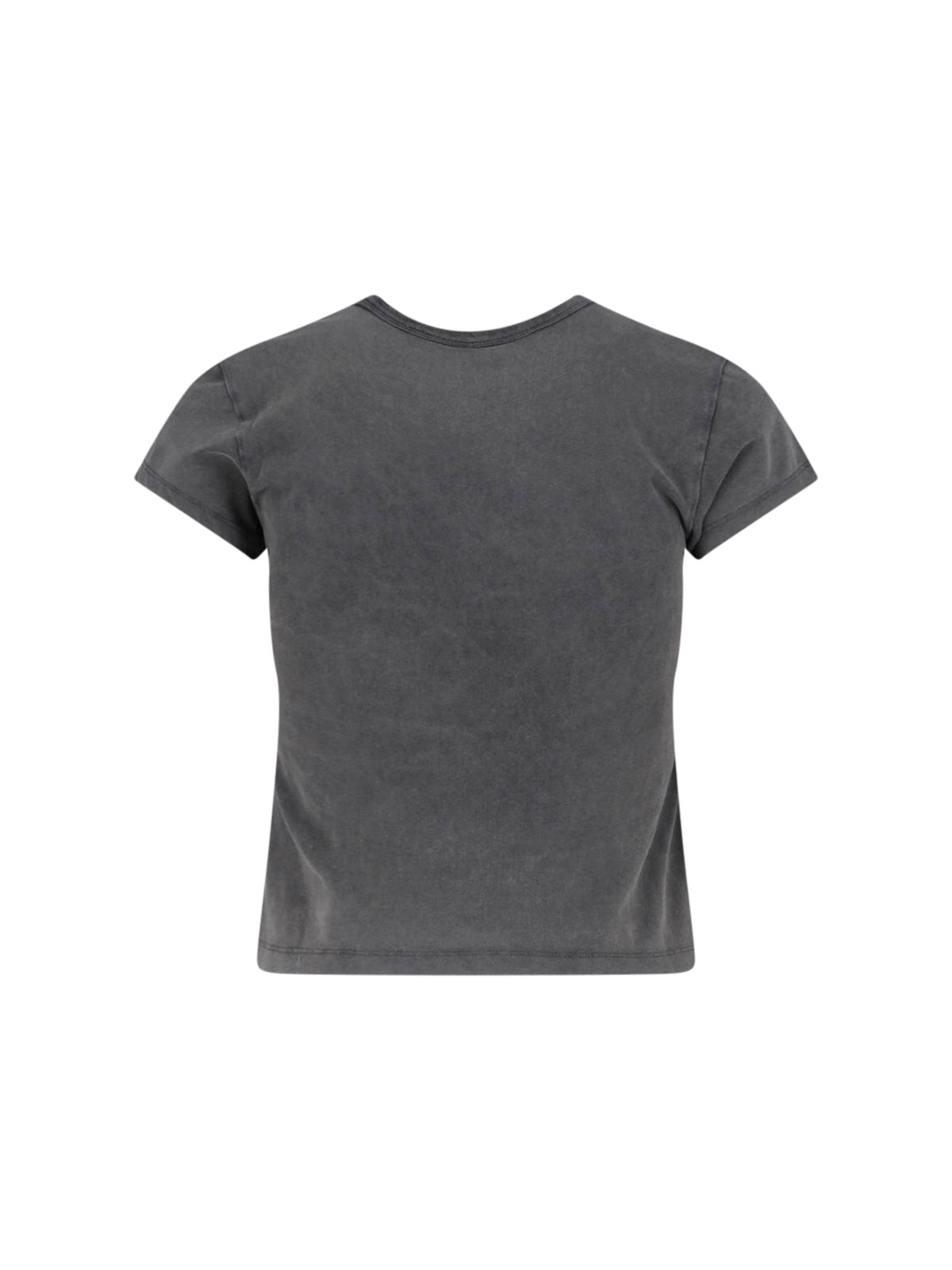 Black Cropped Graphic Lipstick Cotton T-shirt