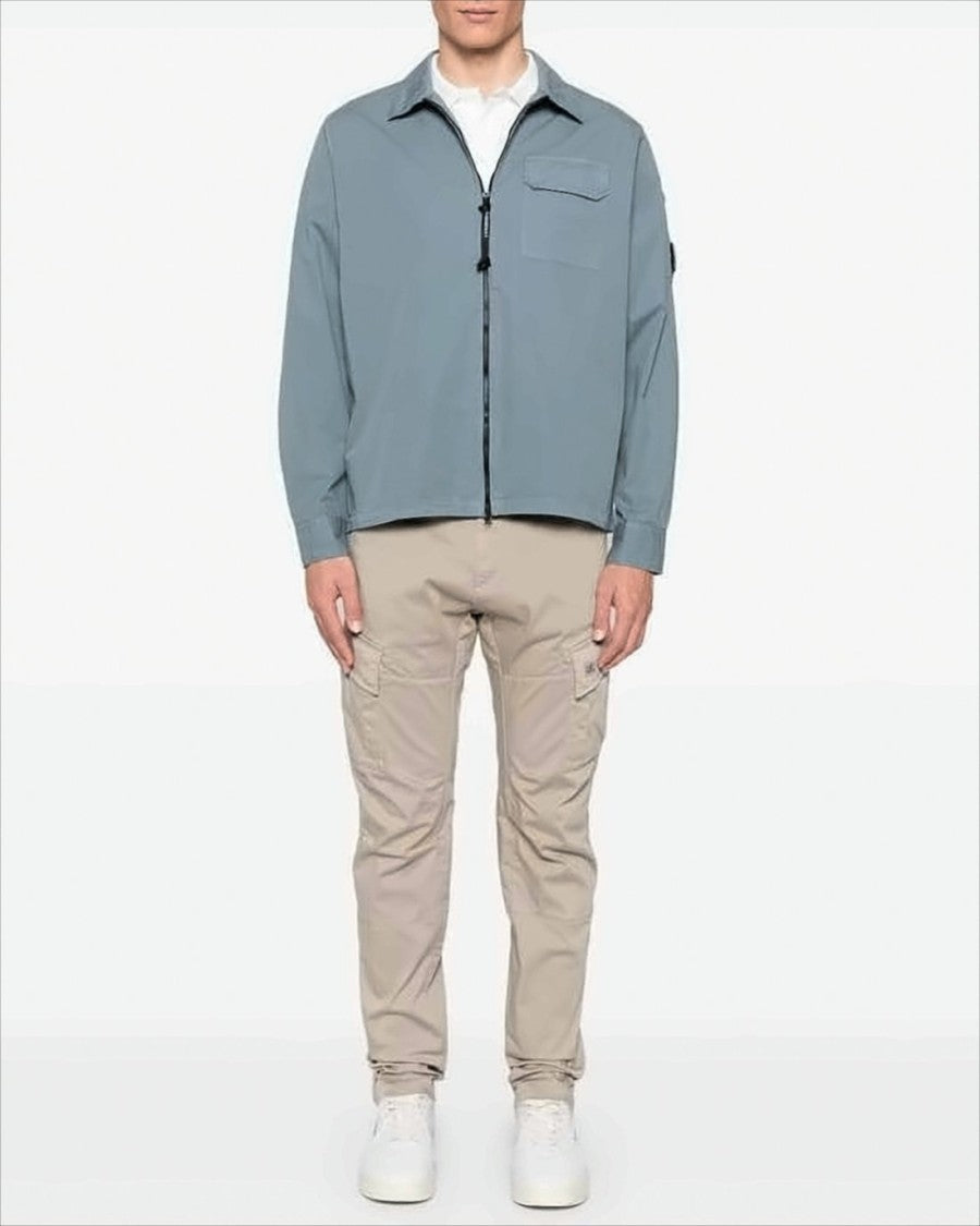 Casual Blue Jacket with Front Zipper