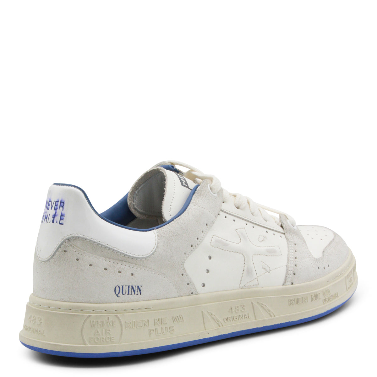 Low-Top White Sneakers with Suede Overlays