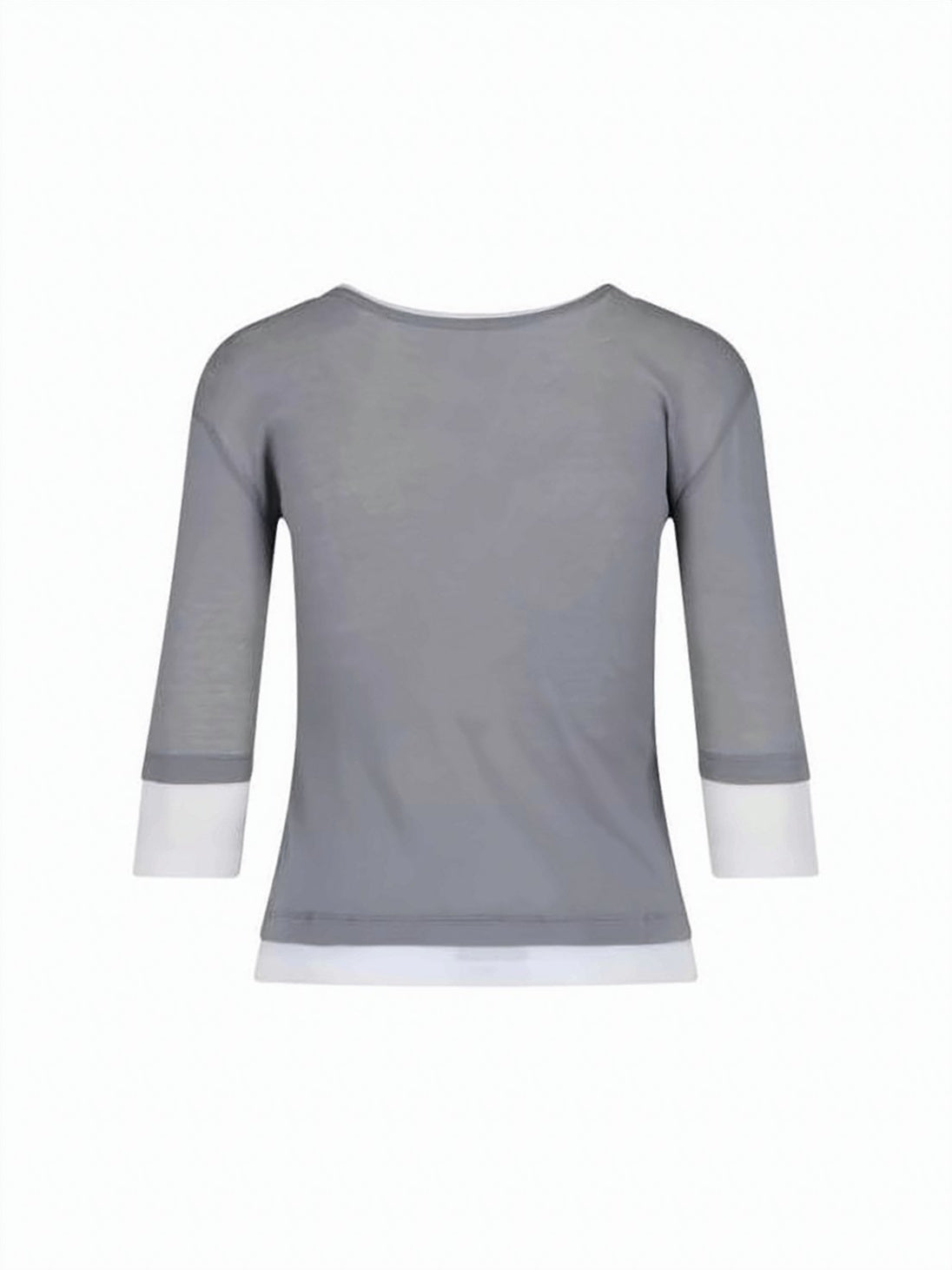 Semi-Sheer Long-Sleeve Top with Contrasting Trim
