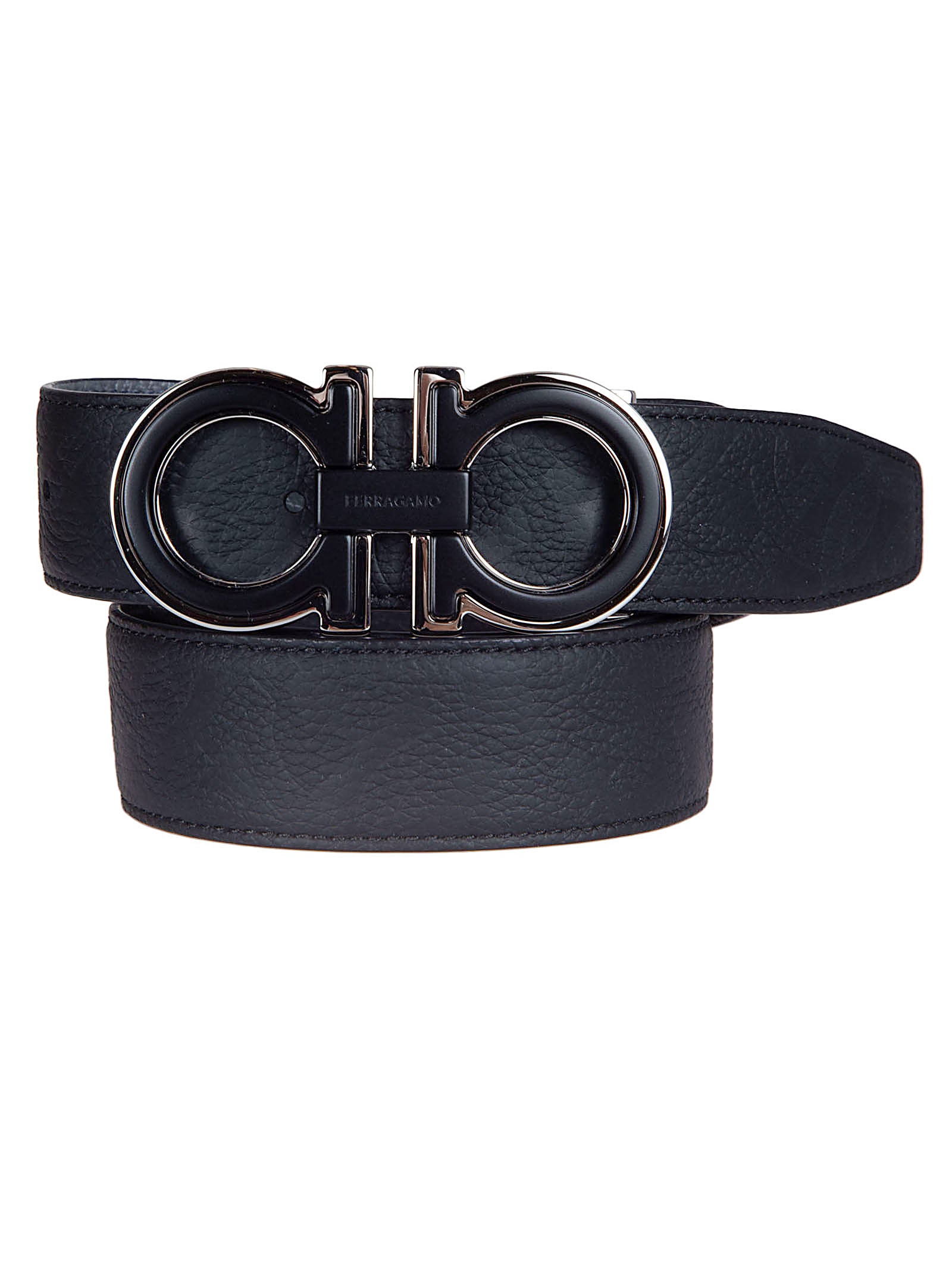 Dual-Sided Calfskin Leather Belt with Gancini Buckle