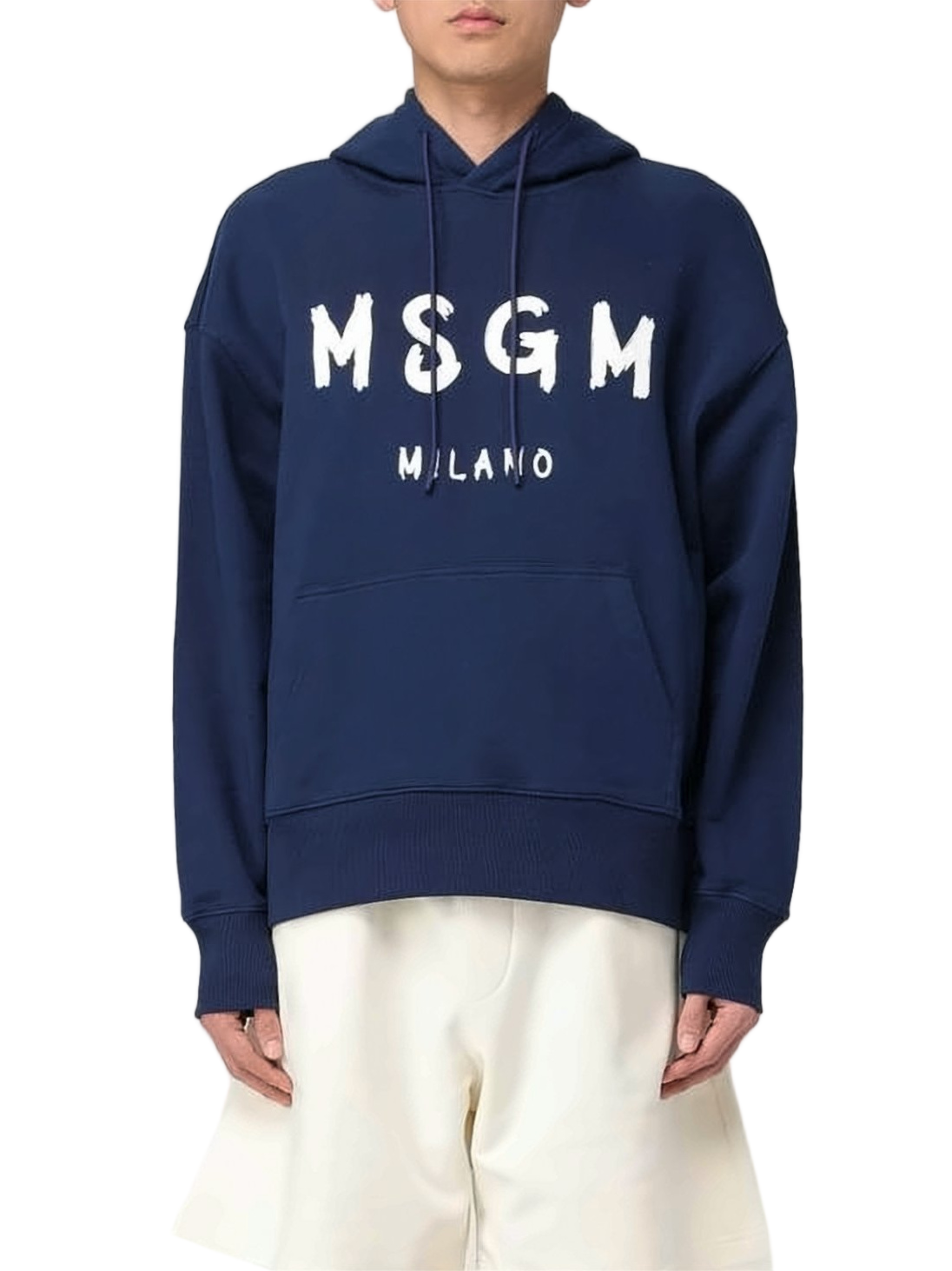 Deep Navy Hoodie with Bold Logo and Classic Features