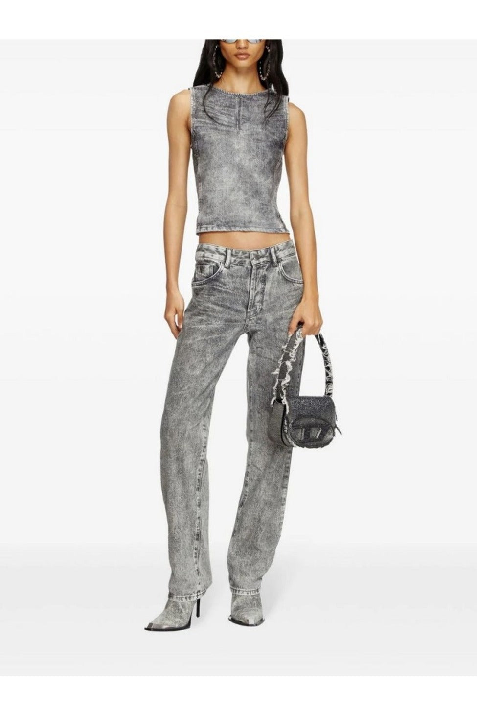 Relaxed Straight-Leg Jeans In Washed Grey Cotton