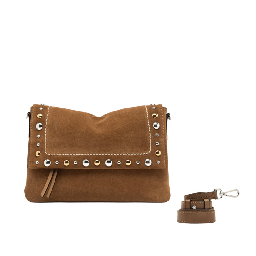 Suede Handbag with Convertible Strap