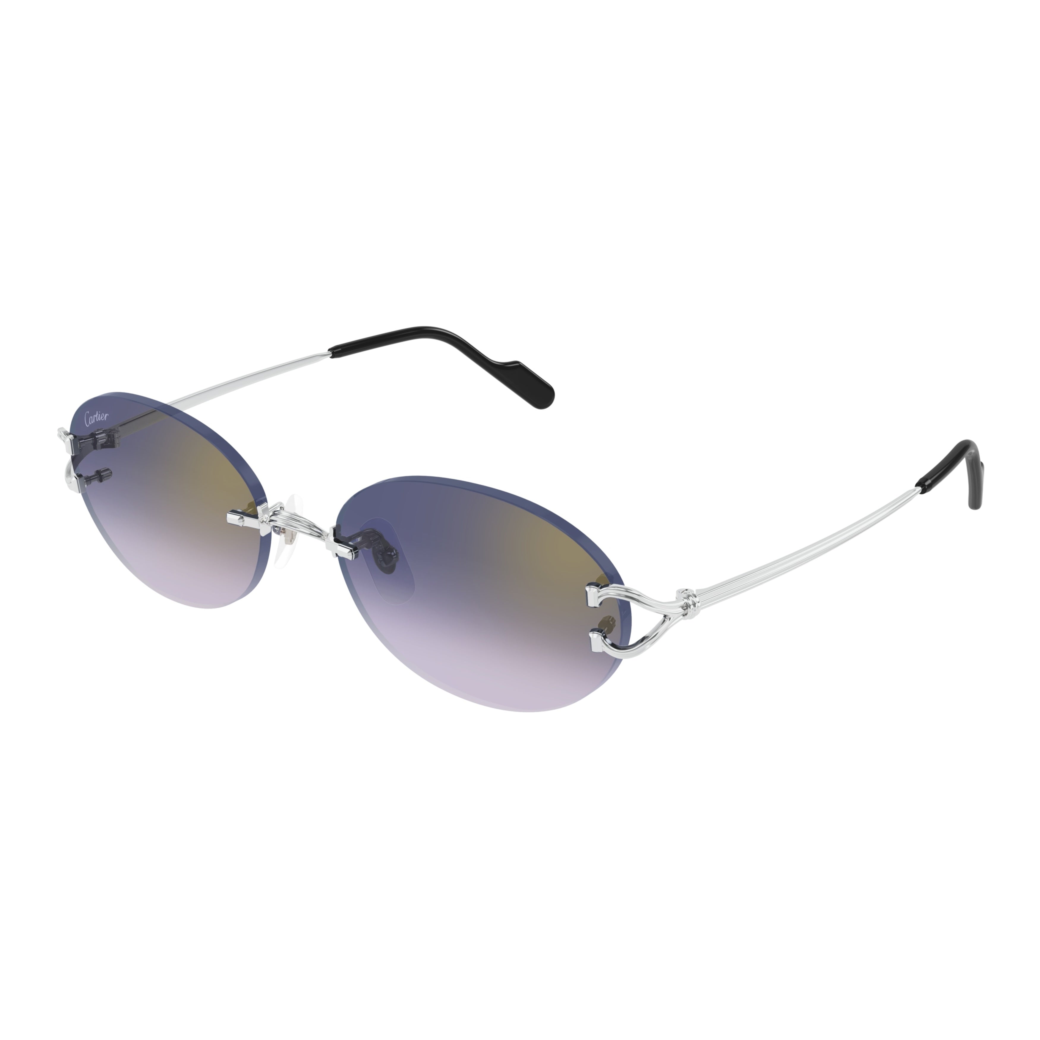 Rimless Oval Gradient Sunglasses With Sleek Silver Temples