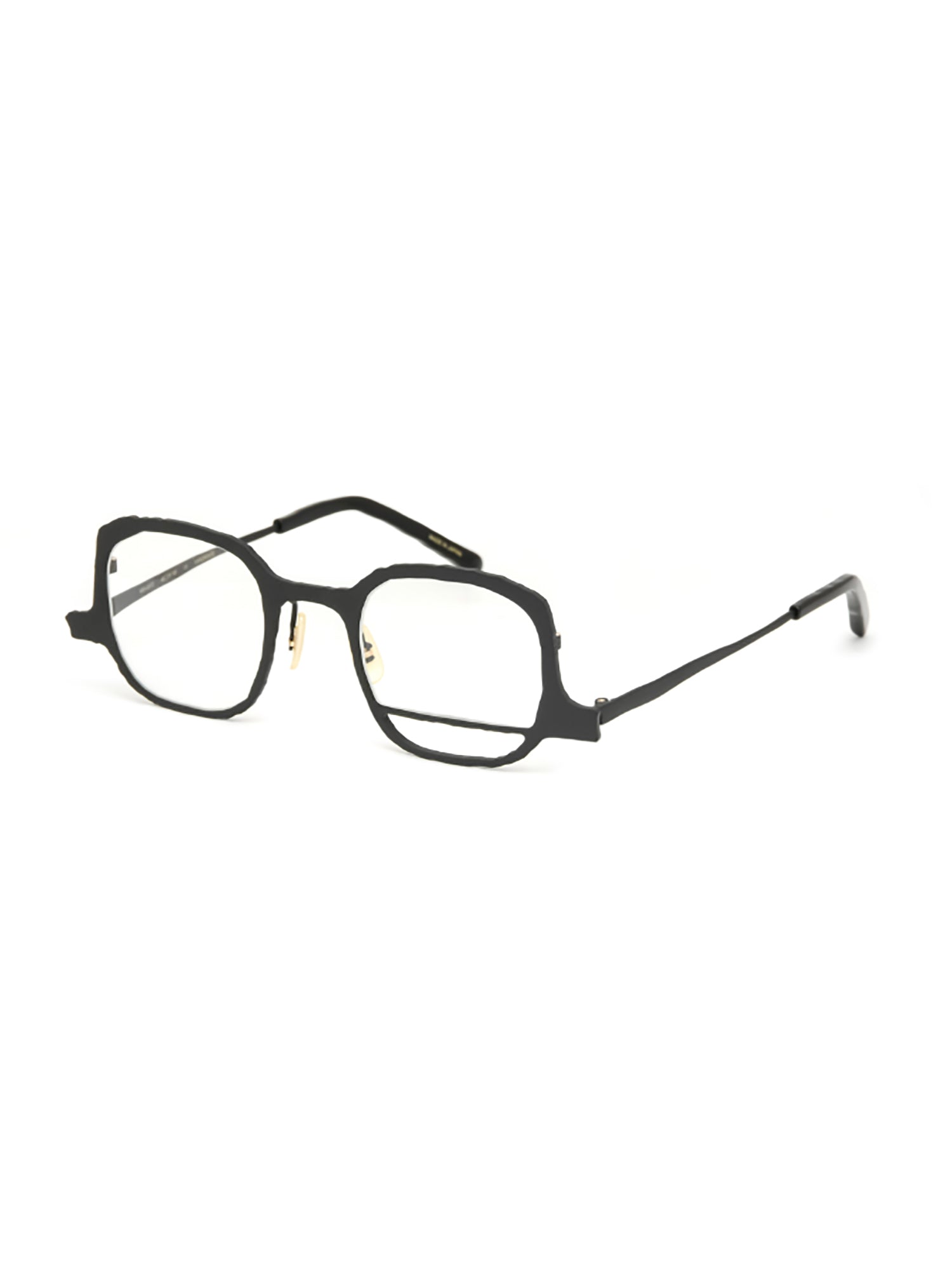 Geometric Black Optical Frames with Gold Accents