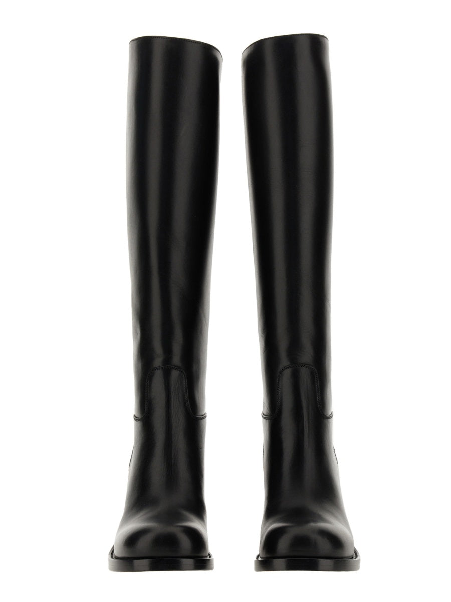 Brown Leather Boots with 9 cm Heel