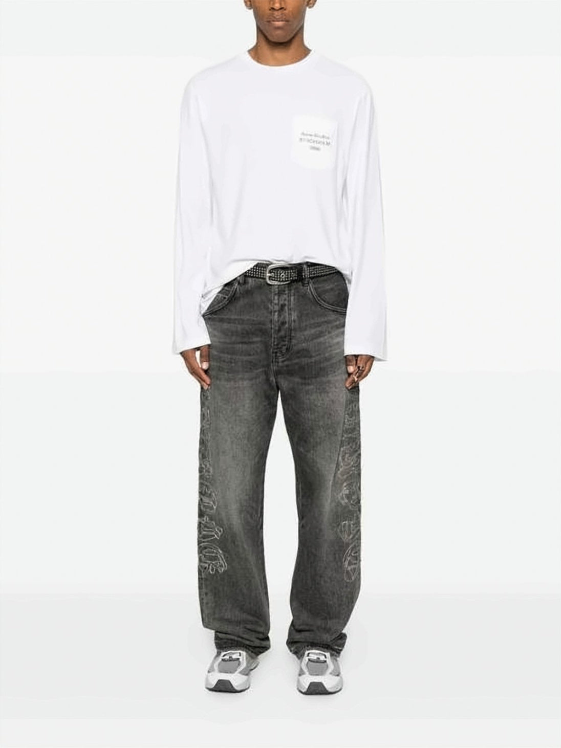 Long-Sleeve Shirt with Textured Fabric and Chest Pocket